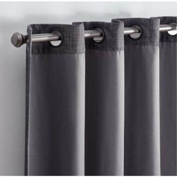 Eclipse 63"x52" Rowland Blackout Curtain Panel (One Panel) Charcoal - Picture 4 of 9